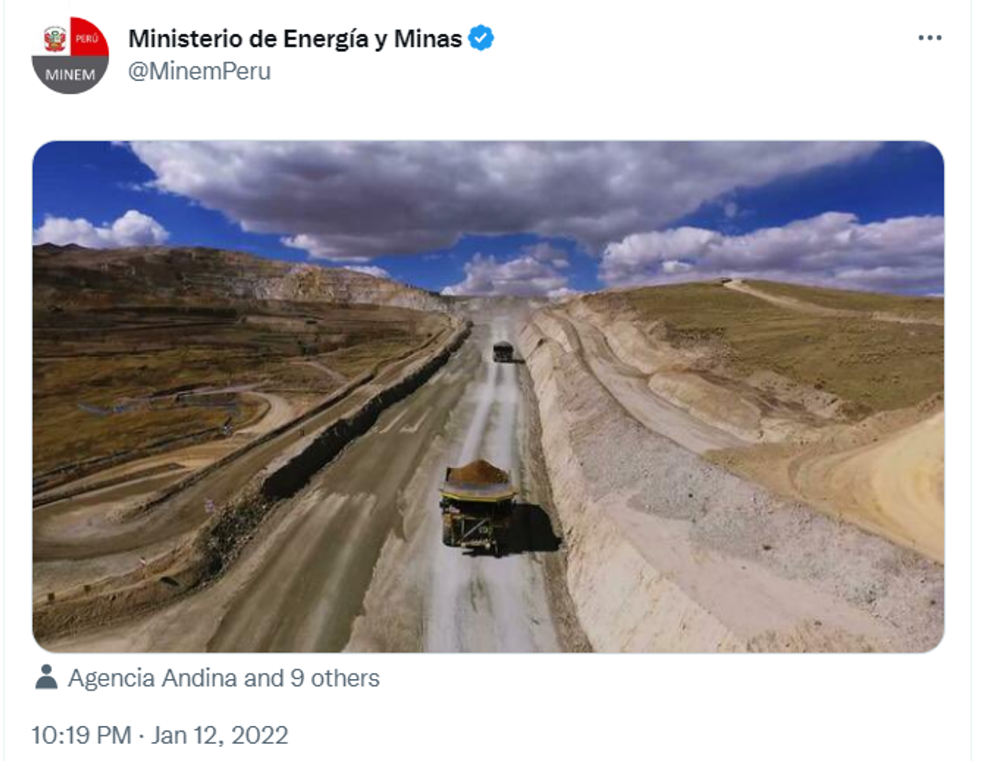 Screenshot of Twitter account of  Peruvian Ministry of Energy and Mines. - Sputnik International, 1920, 21.01.2023