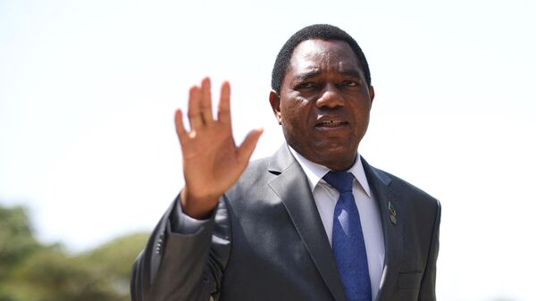 President of Zambia Hakainde Hichilema arrives for the Leaders' Retreat on the sidelines of day six of the Commonwealth Heads of Government Meeting (CHOGM) at the Intare Conference centre in Kigali on June 25, 2022. - Sputnik International