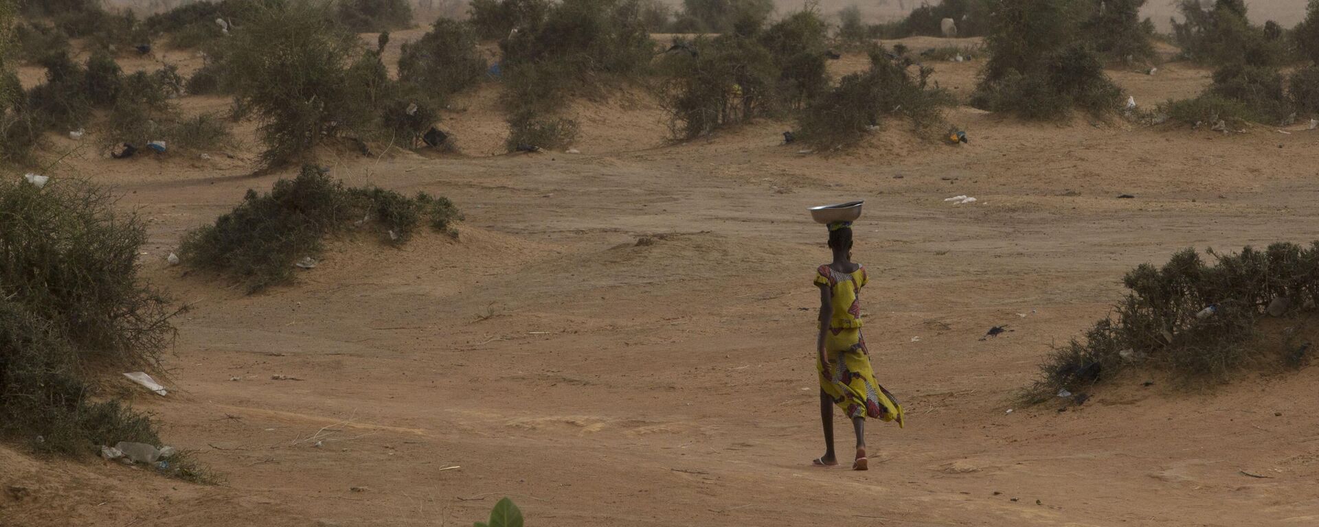 In this Monday, April 30, 2012 photo, a girl follows a village path through a landscape dotted with thorny scrub brush, in the Matam region of northeastern Senegal.  - Sputnik International, 1920, 08.03.2023