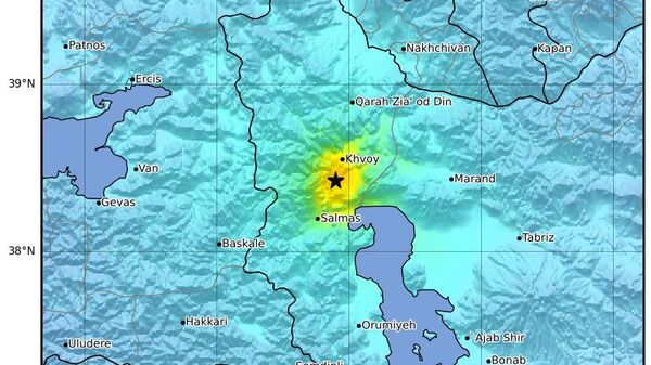 Shake Map of an Earthquake that occurred near the city of Khoy, Iran on January 28, 2023 - Sputnik International