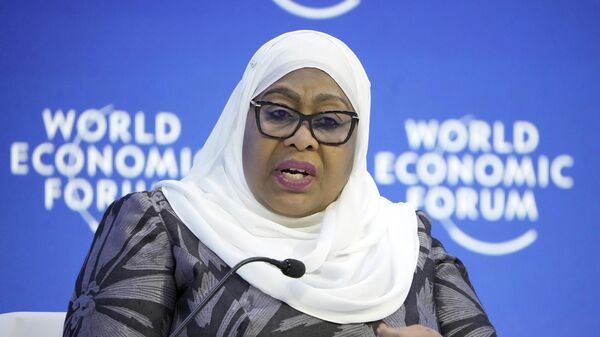 The President of Tanzania Samia Suluhu Hassan speaks at the World Economic Forum in Davos, Switzerland Thursday, Jan. 19, 2023.  - Sputnik International