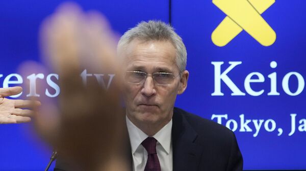 NATO Secretary General Jens Stoltenberg prepares to answer a question from students at Keio University Tokyo - Sputnik International