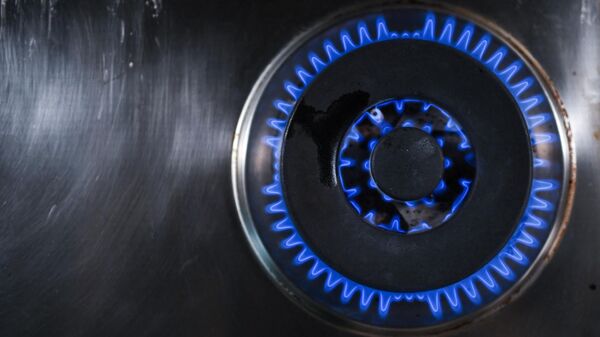 Illustration shows lit gas stove burner. - Sputnik International