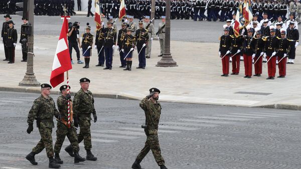 Swiss troops attend the annual Bastille Day military ceremony on the Place de la Concorde in Paris, on July 14, 2020. - Sputnik International