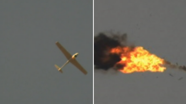 Image provided by the US Central Command allegedly shows an Iranian-manufactured drone that was downed over a US military base in northeast Syria - Sputnik International