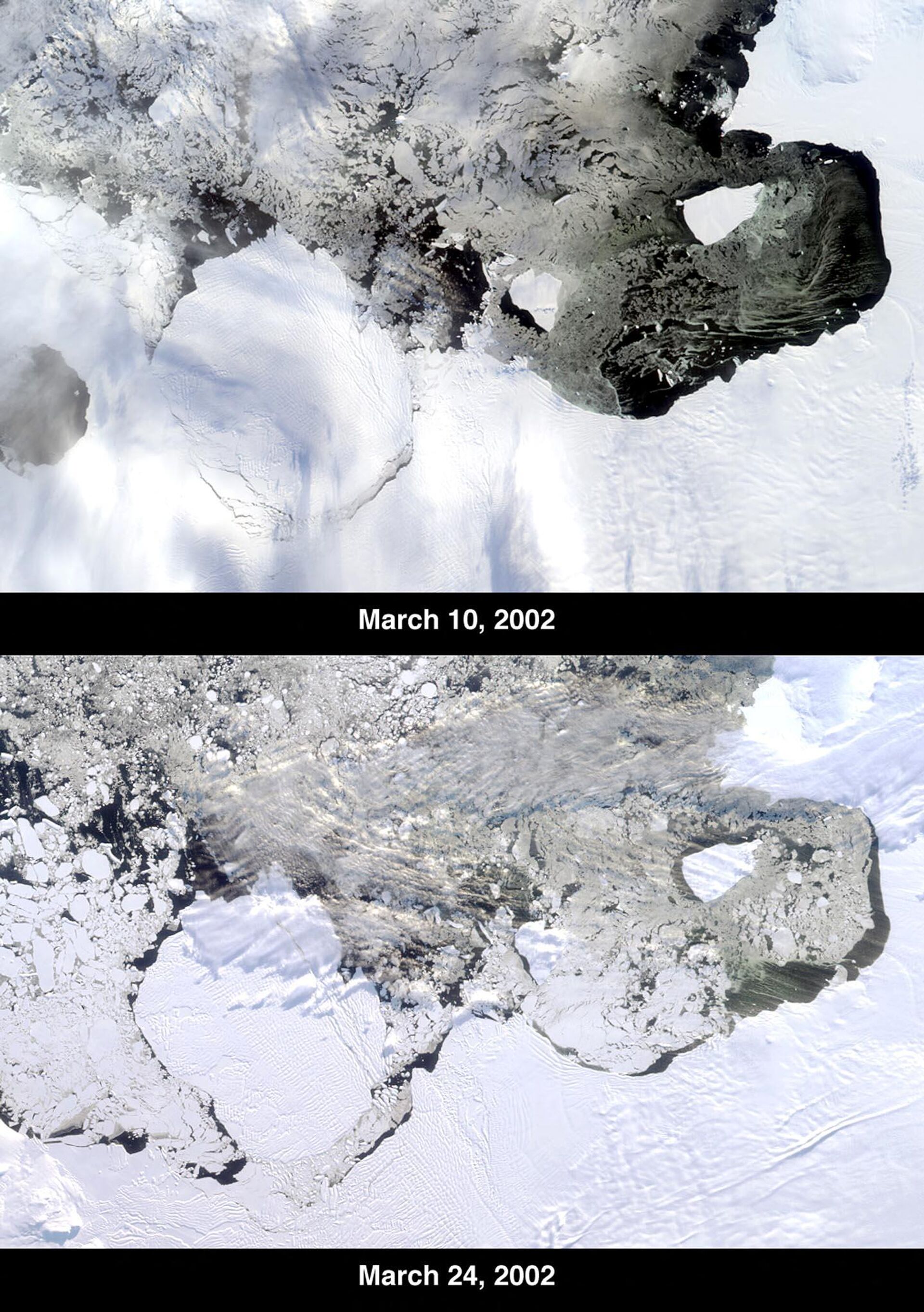 These images released 28 March 2002 show the Thwaites Ice Tongue, a large sheet of glacial ice extending from the West Antarctic mainland into the southern Amundsen Sea. - Sputnik International, 1920, 16.02.2023