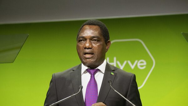 The President of Zambia Hakainde Hichilema speaks at the Mining Indaba in Cape Town on May 9, 2022. - Sputnik International