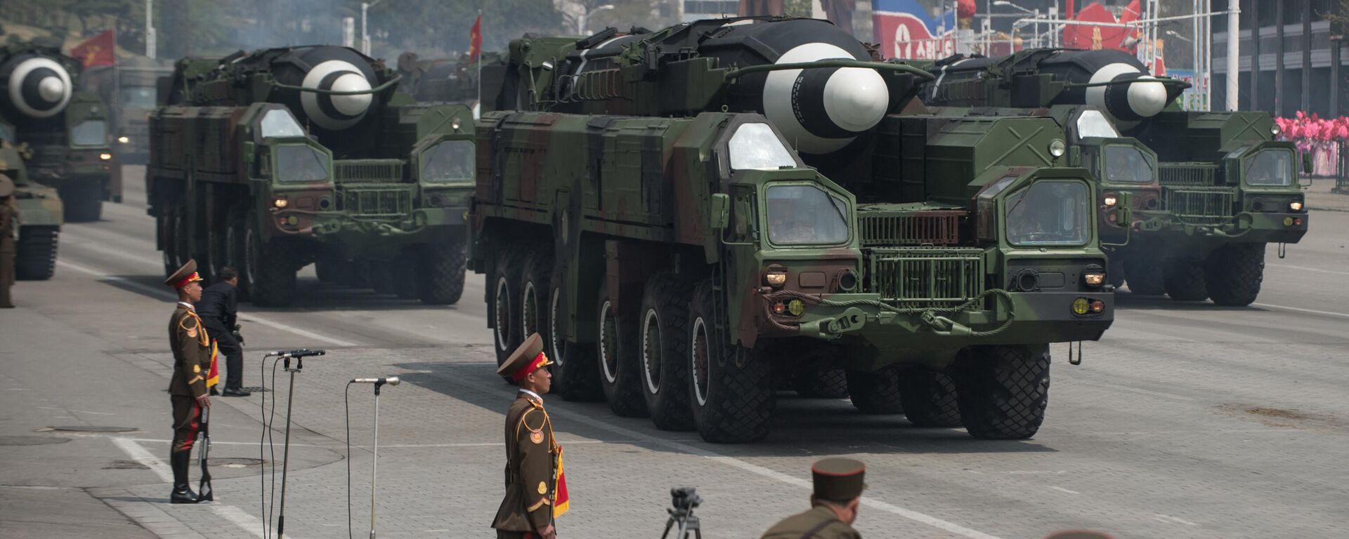 This picture taken on April 15, 2017 shows an unidentified rocket, reported to be a Hwasong-type missile similar to the one used in a May 14, 2017 test launch, at a military parade in Pyongyang - Sputnik International, 1920, 18.02.2023