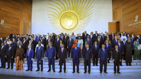 African heads of state gather for a group photograph at the 35th Ordinary Session of the African Union (AU) Assembly in Addis Ababa, Ethiopia, Saturday, Feb. 5, 2022. - Sputnik International