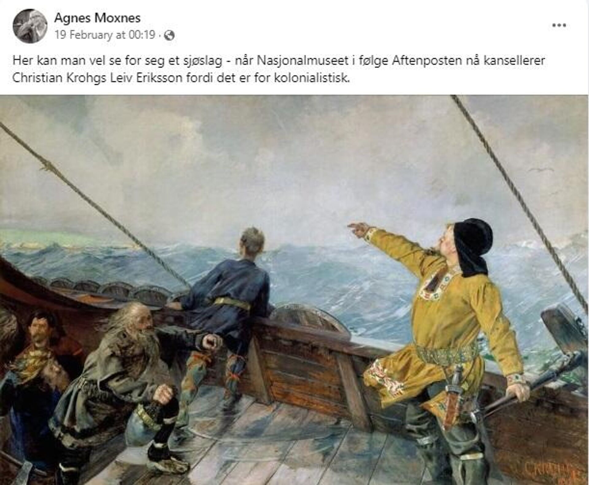 Norwegian Museum Drops Classic Painting of America's Discovery as