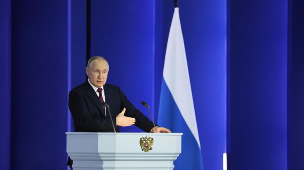 Russian President Vladimir Putin addresses the Federal Assembly, February 21, 2023 - Sputnik International