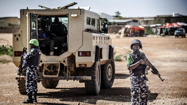 A group of Nigerian Policemen deployed in Somalia as part of the African Union peacekeeping mission patrol in Beledweyne, Somalia, on December 14, 2019. - Sputnik International
