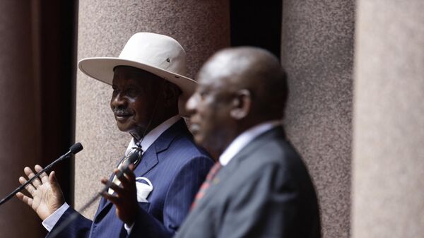 Ugandan President Yoweri Museveni speaks during a press conference after a meeting with South African President Cyril Ramaphosa - Sputnik International