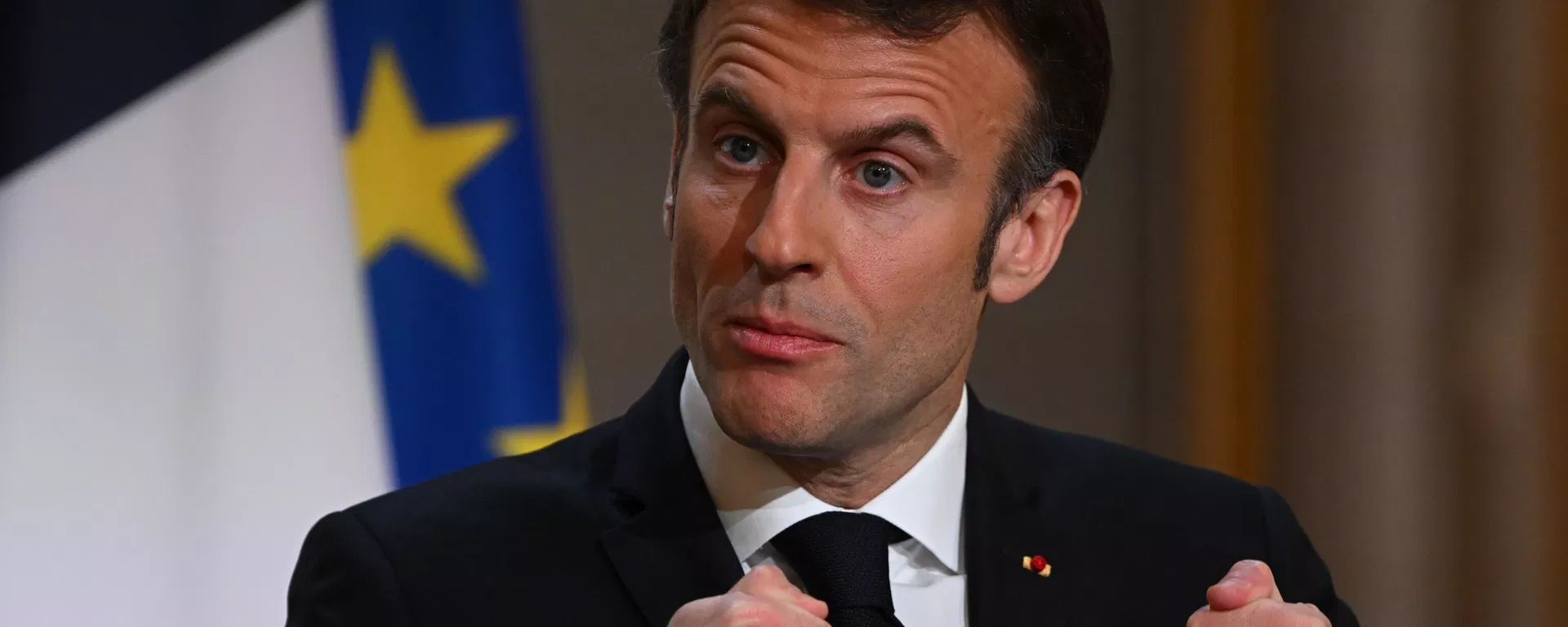 French President Emmanuel Macron delivers a speech ahead of his visit in Central Africa, at the Elysee Palace in Paris, Monday, Feb. 27, 2023 - Sputnik International, 1920, 14.03.2024