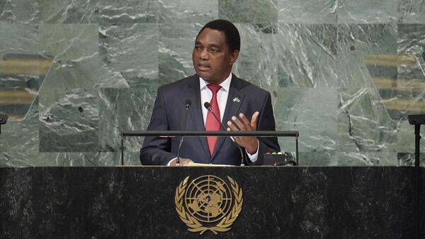 President of Zambia Hakainde Hichilema addresses the 77th session of the United Nations General Assembly, Wednesday, Sept. 21, 2022, at U.N. headquarters.  - Sputnik International