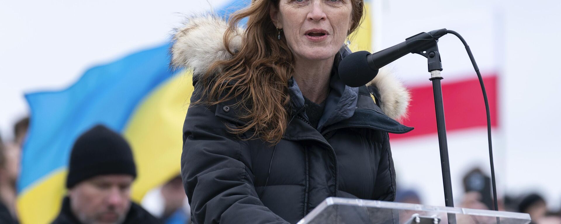U.S. Agency for International Development Administrator Samantha Power speaks during a rally at Lincoln Memorial in support of Ukraine in Washington, Saturday, Feb. 25, 2023. - Sputnik International, 1920, 06.03.2023