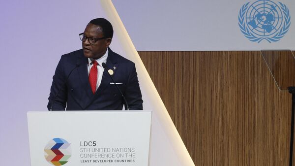 The President of Malawi Lazarus Chakwera speaks during the fifth United Nations Conference on the Least Developed Countries (LDC5)in Doha, on March 5, 2023. - Sputnik International