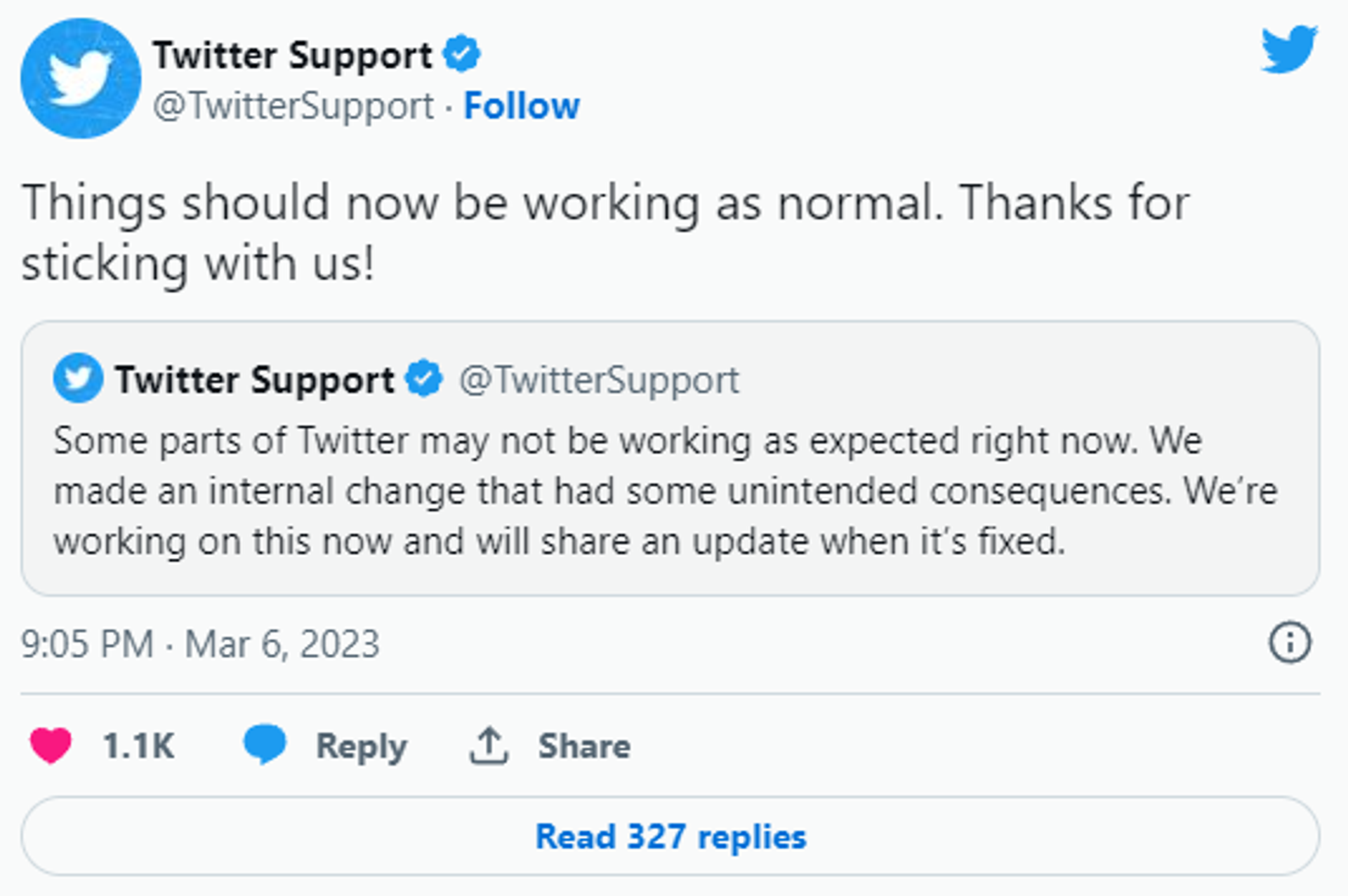 Twitter Support's comment about TweetDeck's outage - Sputnik International, 1920, 07.03.2023