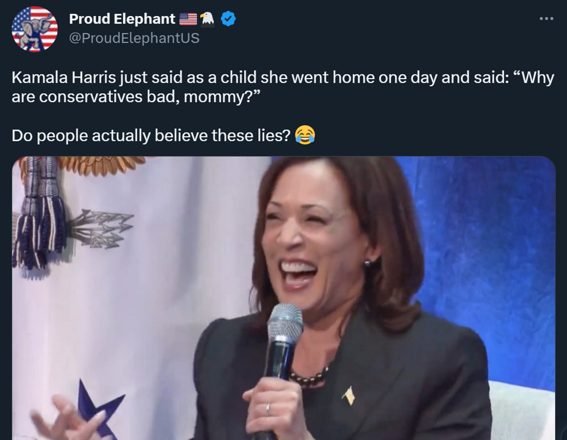 A tweet expressing scepticism for US Vice-President Kamala Harris' claim that as a child she asked her mother why conservatives were bad - Sputnik International, 1920, 07.03.2023