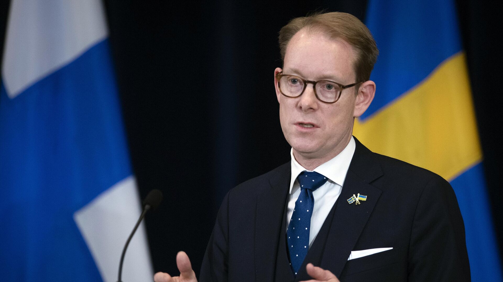 Swedish Foreign Minister Tobias Billstrom speaks during a news conference at the State Department, in Washington, Thursday, Dec. 8, 2022. - Sputnik International, 1920, 20.03.2023