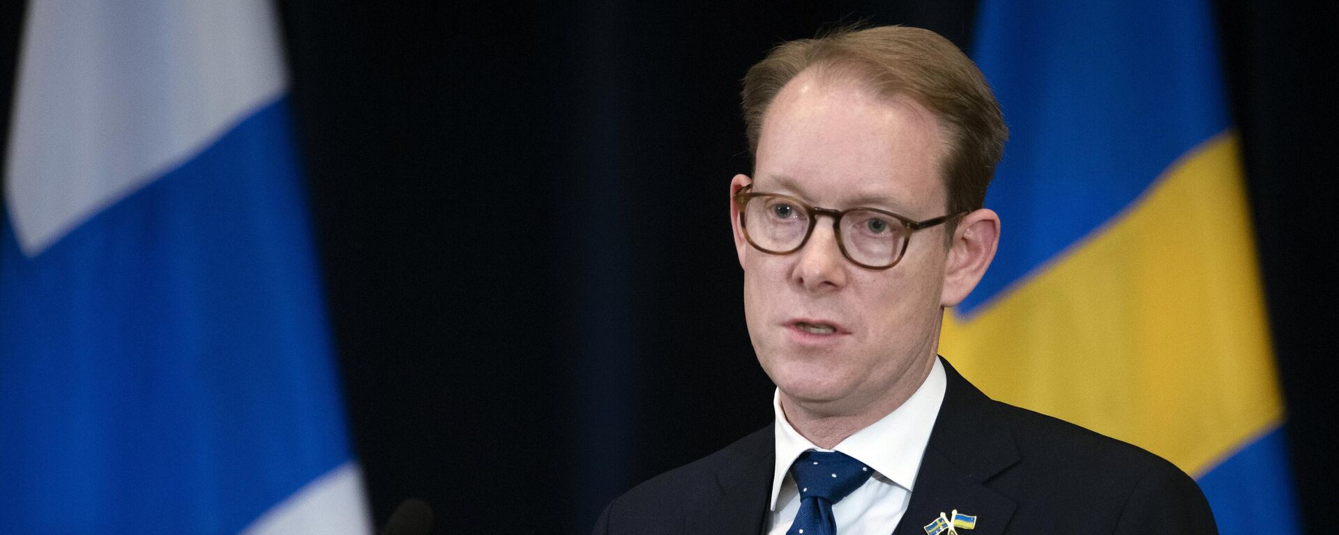 Swedish Foreign Minister Tobias Billstrom speaks during a news conference at the State Department, in Washington, Thursday, Dec. 8, 2022. - Sputnik International, 1920, 12.03.2024