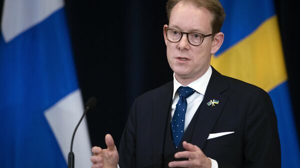 Swedish Foreign Minister Tobias Billstrom speaks during a news conference at the State Department, in Washington, Thursday, Dec. 8, 2022. - Sputnik International