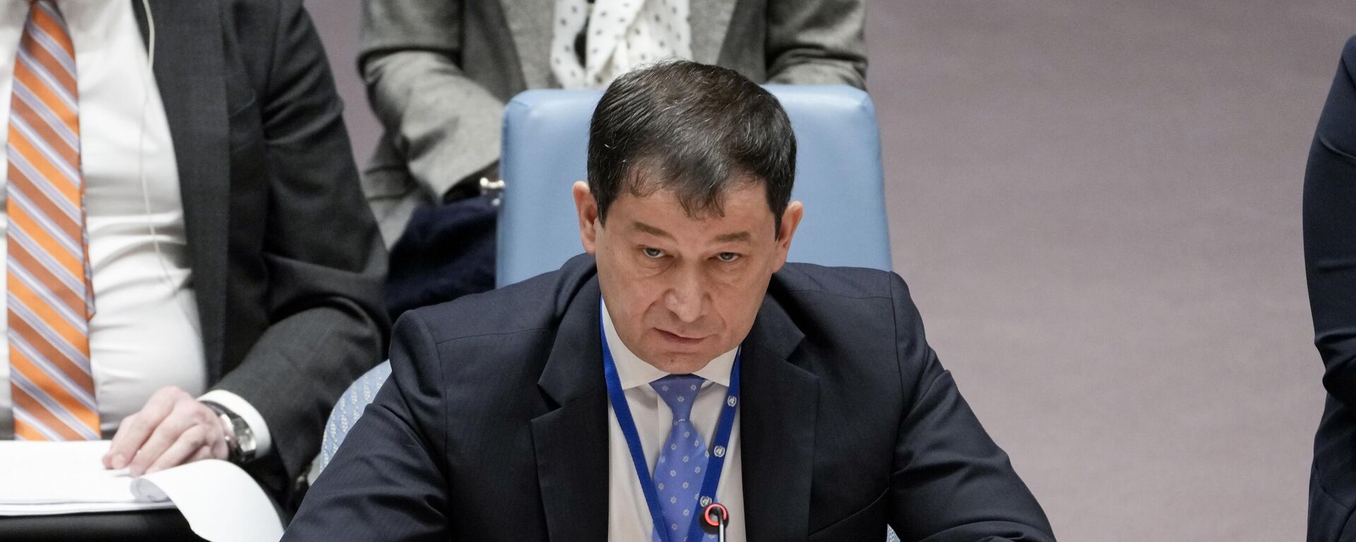 Dmitry Polyanskiy, First Deputy Permanent Representative of the Russian Federation to the United Nations, speaks during a Security Council meeting on the maintenance of peace and security of Ukraine, Monday, Feb. 6, 2023, at United Nations headquarters - Sputnik International, 1920, 28.03.2023