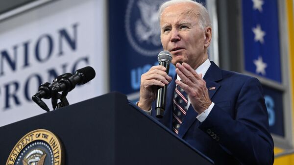 US President Joe Biden speaks about his proposed Federal budget for the fiscal year 2024 at the Finishing Trades Institute in Philadelphia, Pennsylvania, on March 9, 2023. - Sputnik International