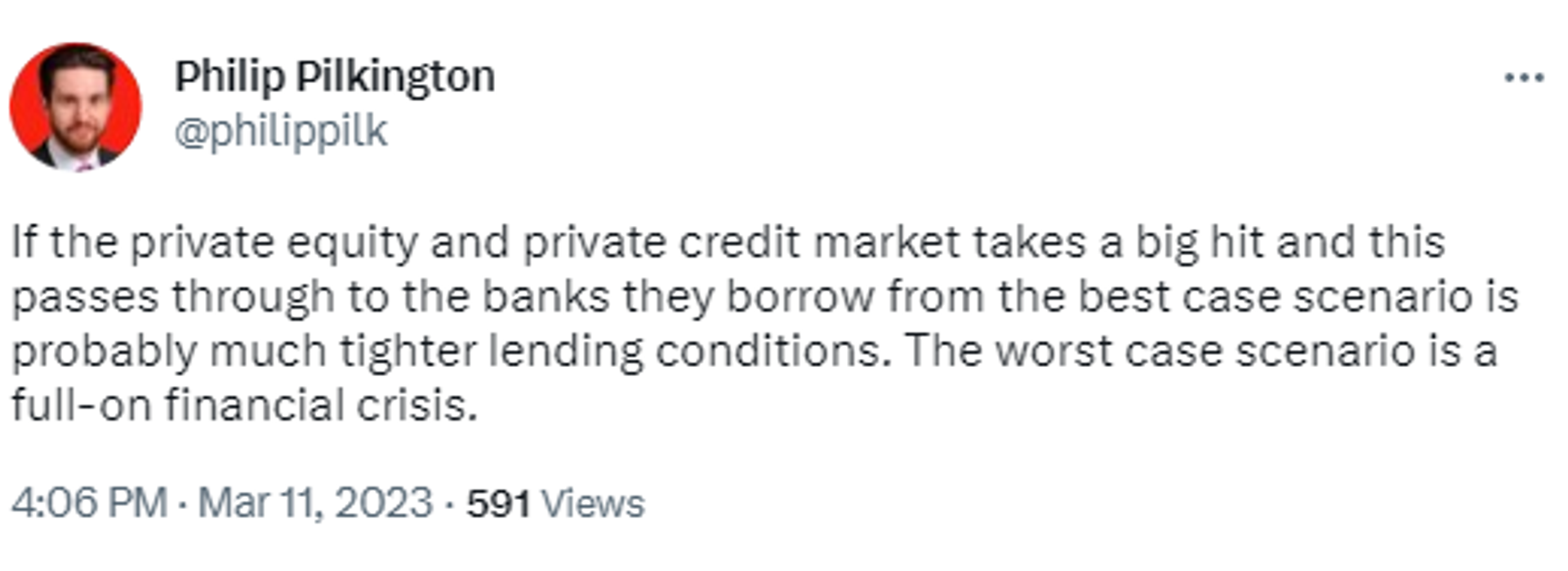 Screenshot of Twitter post by Philip Pilkington, Irish economist working in investment finance.  - Sputnik International, 1920, 11.03.2023
