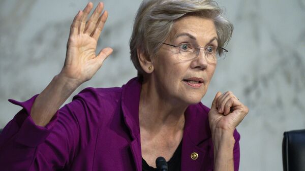 Sen. Elizabeth Warren, D-Mass., questions the witnesses about Zelle, at a Senate Banking Committee annual Wall Street oversight hearing, Sept. 22, 2022, on Capitol Hill in Washington. In 2024 Warrne will be up for reelection. - Sputnik International