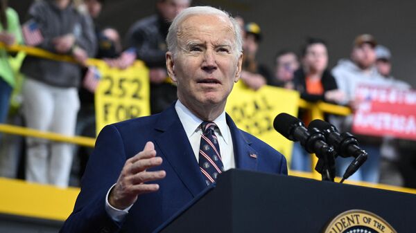 US President Joe Biden speaks about his proposed federal budget for the fiscal year 2024 at the Finishing Trades Institute in Philadelphia, Pennsylvania, on March 9, 2023 - Sputnik International