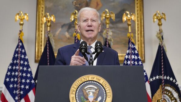 President Joe Biden speaks about the banking system in the Roosevelt Room of the White House - Sputnik International