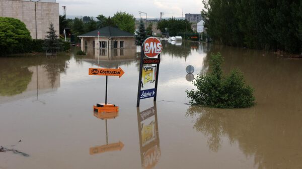 A picture taken on June 13, 2022 shows the flooded area of Akyurt district in Ankara following heavy rain.  - Sputnik International