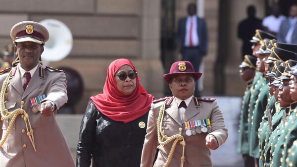 Tanzanian President Samia Suluhu Hassan inspects a guard of honour at a welcoming ceremony in Pretoria, South Africa, Thursday, March 16, 2023.  - Sputnik International