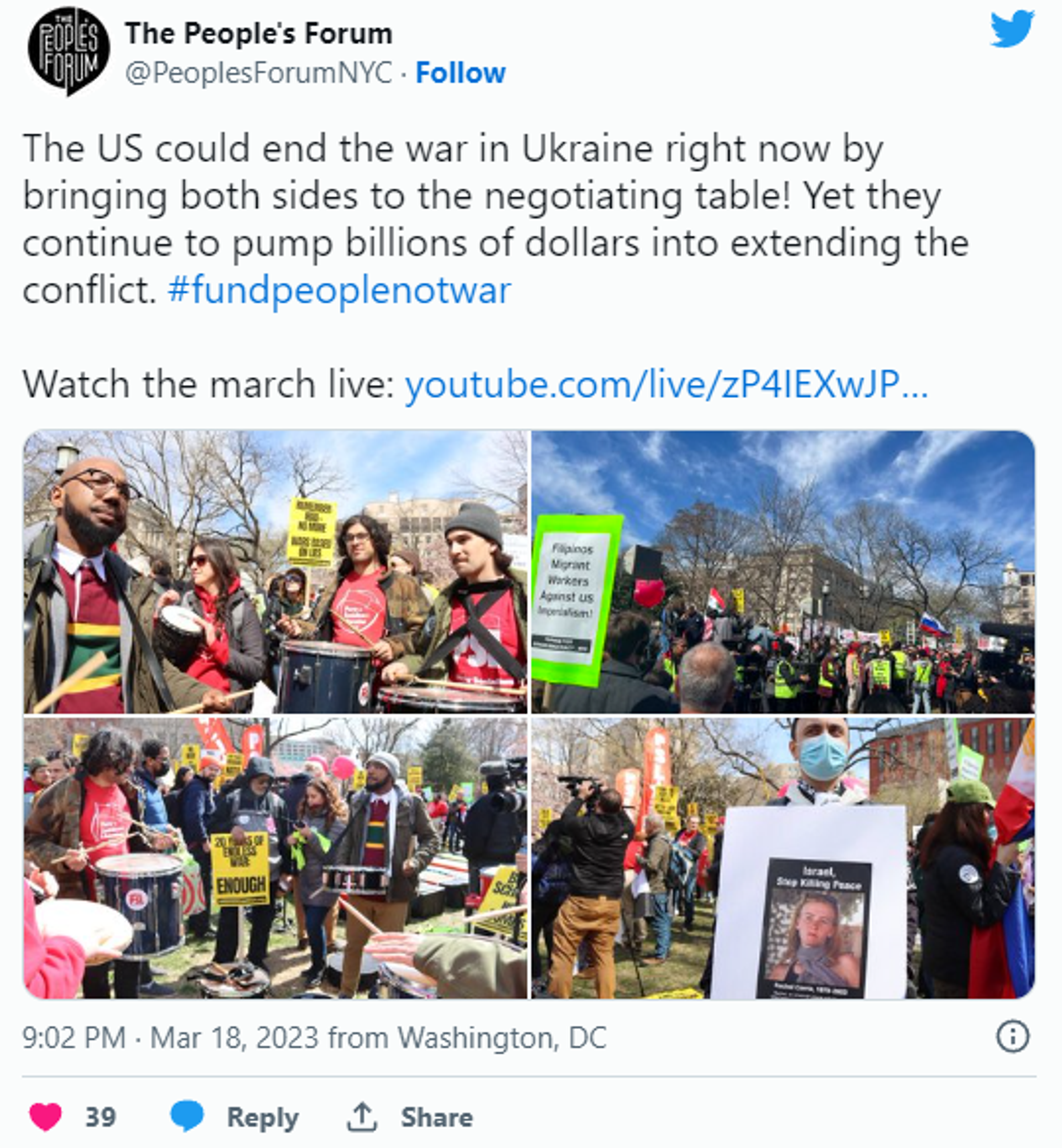 The People's Forum account notices that US funds for Ukraine might be used in other ways - Sputnik International, 1920, 18.03.2023