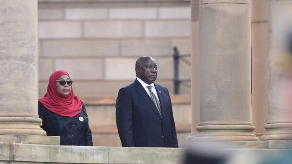Tanzanian President Samia Suluhu Hassan and her South African counterpart Cyril Ramaphosa at a welcoming ceremony in Pretoria, South Africa, Thursday, March 16, 2023 - Sputnik International