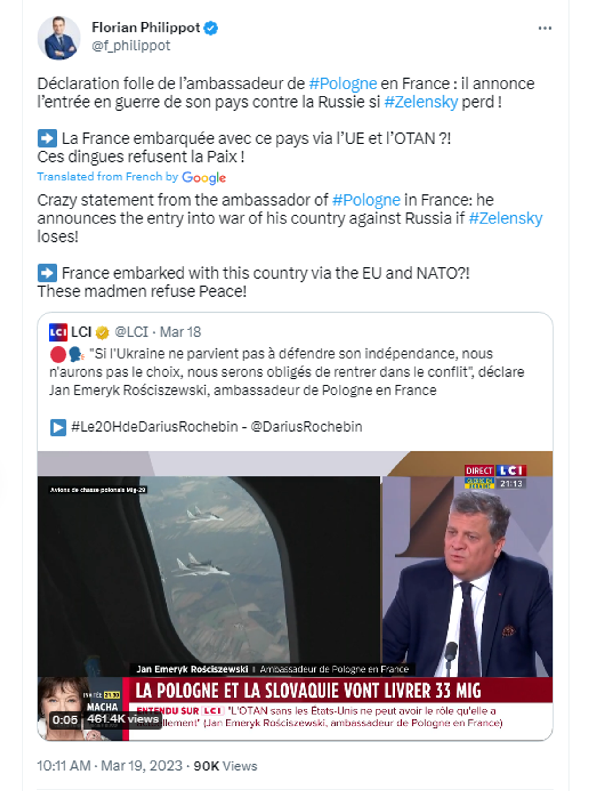 Screenshot of Twitter post by leader of France's Eurosceptic party The Patriots, Florian Philippot. - Sputnik International, 1920, 20.03.2023