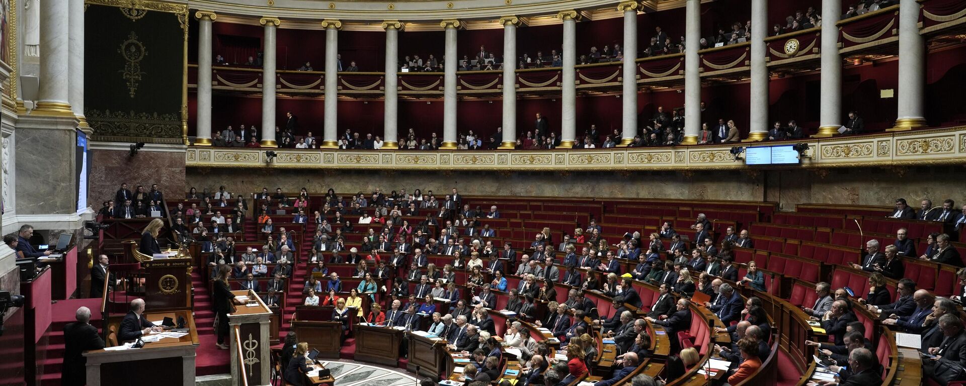 French lawmakers gather at the National Assembly in Paris, Monday, March 20, 2023. - Sputnik International, 1920, 20.03.2023