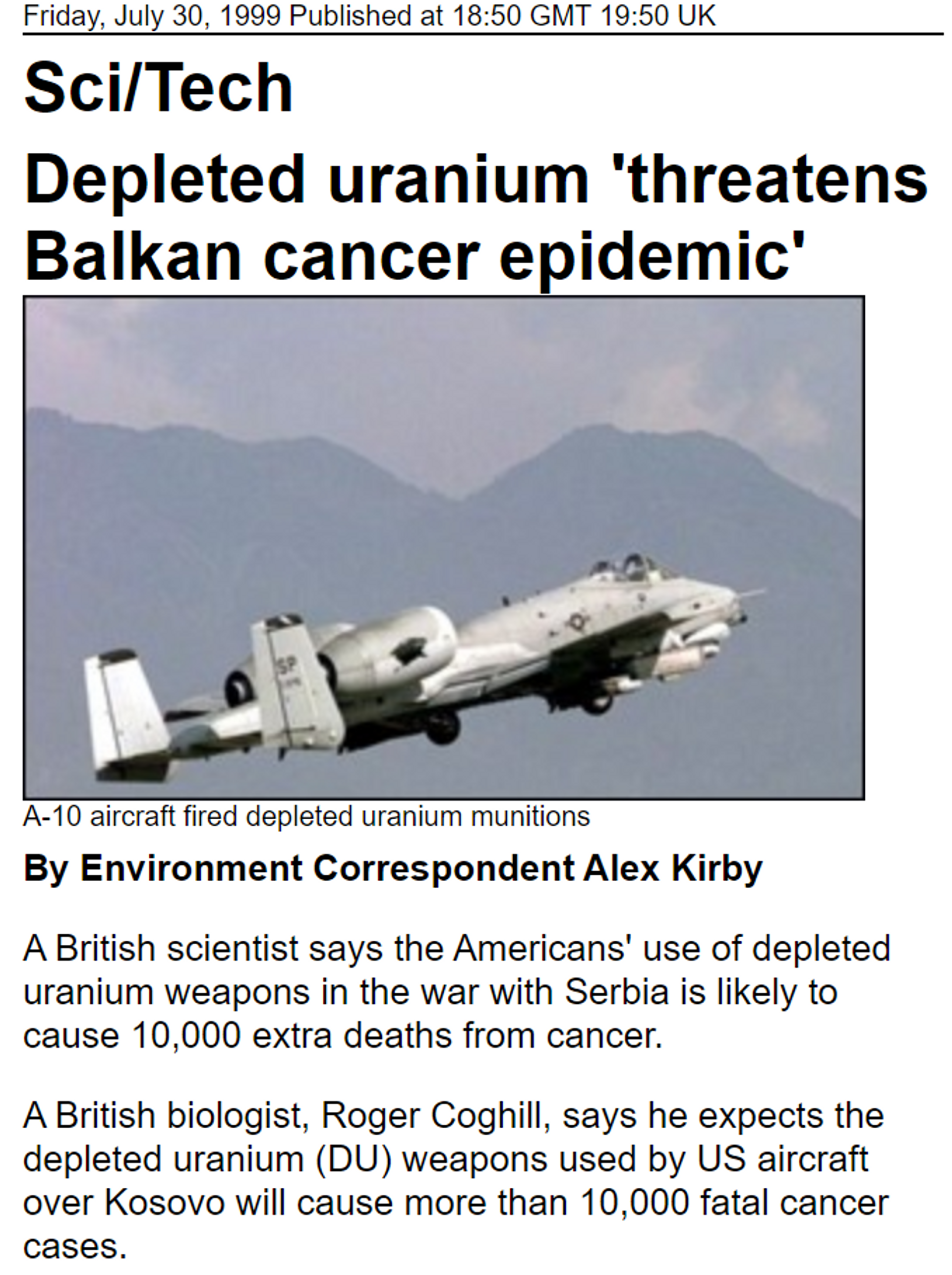 A BBC report from 1999 on the effects of depleted uranium munitions used in the 1999 Kosovo War and the 1991 Gulf War - Sputnik International, 1920, 22.03.2023