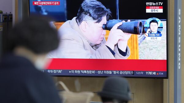 A TV screen shows an image of North Korean leader Kim Jong Un during a news program at the Seoul Railway Station in Seoul, South Korea, Friday, March 24, 2023. North Korea said Friday its latest cruise missile launches this week were part of nuclear attack simulations that also involved a test of a purported underwater attack drone as leader Kim Jong Un vowed to make his rivals plunge into despair. - Sputnik International