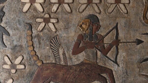 A relief painting of Sagittarius after the grime was cleaned off it. Temple of Khnum, Esna, Egypt. - Sputnik International