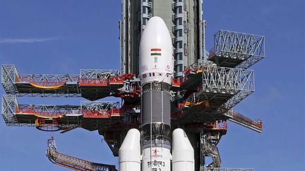 This photograph released by the Indian Space Research Organization (ISRO) shows India's heaviest rocket prepared ahead of the launch from the Satish Dhawan Space Center in Sriharikota, India, Saturday, Oct. 15, 2022. - Sputnik International
