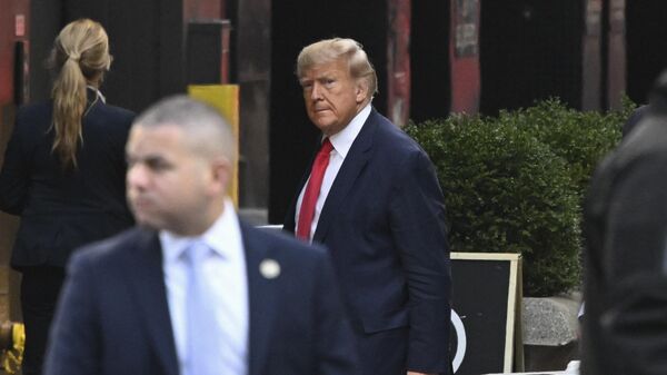 Former US President Donald Trump arrives at Trump Tower in New York on April 3, 2023. - Sputnik International