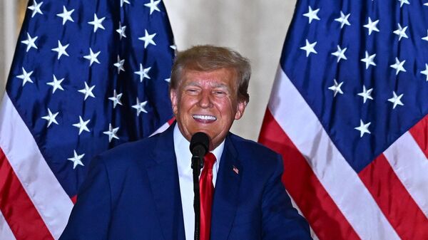 Former US President Donald Trump speaks during a press conference following his court appearance over an alleged 'hush-money' payment, at his Mar-a-Lago estate in Palm Beach, Florida.  - Sputnik International