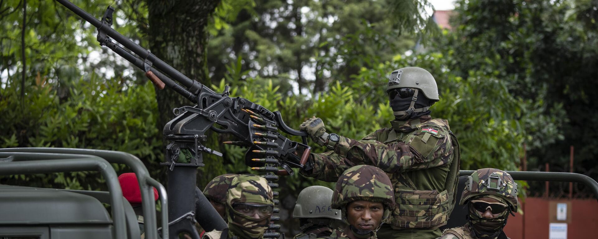 Members of the Kenya Defence Forces (KDF) deployed as part of the East African Community Regional Force (EACRF) ride in a vehicle in Goma, in eastern Congo Wednesday, Nov. 16, 2022.  - Sputnik International, 1920, 06.04.2023