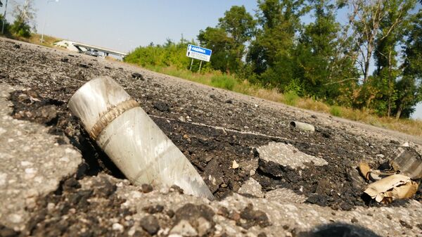 A shell on the territory of Donetsk filter plant located on the contact line in Donbass between Yasinovataya and Avdeyevka where extensive shellings by the Ukrainian army were recorded. - Sputnik International