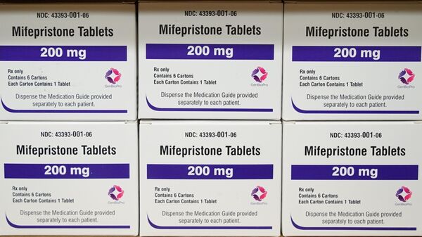 Boxes of the drug mifepristone sit on a shelf at the West Alabama Women's Center in Tuscaloosa, Ala., March 16, 2022. - Sputnik International