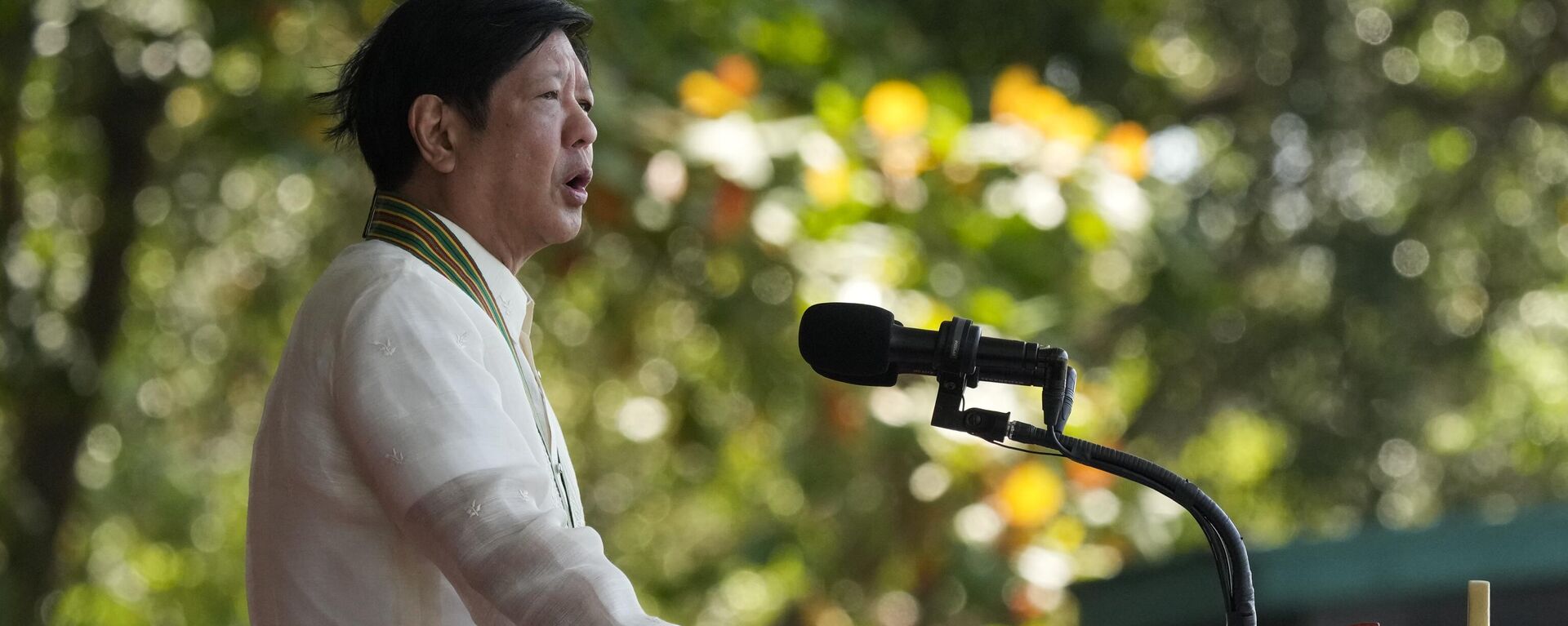 Philippine President Ferdinand Marcos Jr. delivers his speech at the 126th founding anniversary of the Philippine Army at Fort Bonifacio in Taguig, Philippines on Wednesday, March 22, 2023. - Sputnik International, 1920, 01.05.2023