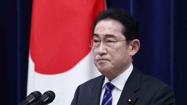Japan's Prime Minister Fumio Kishida attends a joint news conference with South Korea's President Yoon Suk Yeol at the prime minister's official residence in Tokyo March 16, 2023. - Sputnik International