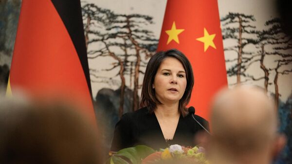Germany's Foreign Minister Annalena Baerbock attends a joint press conference with Chinese Foreign Minister Qin Gang at the Diaoyutai State Guesthouse in Beijing on April 14, 2023. - Sputnik International